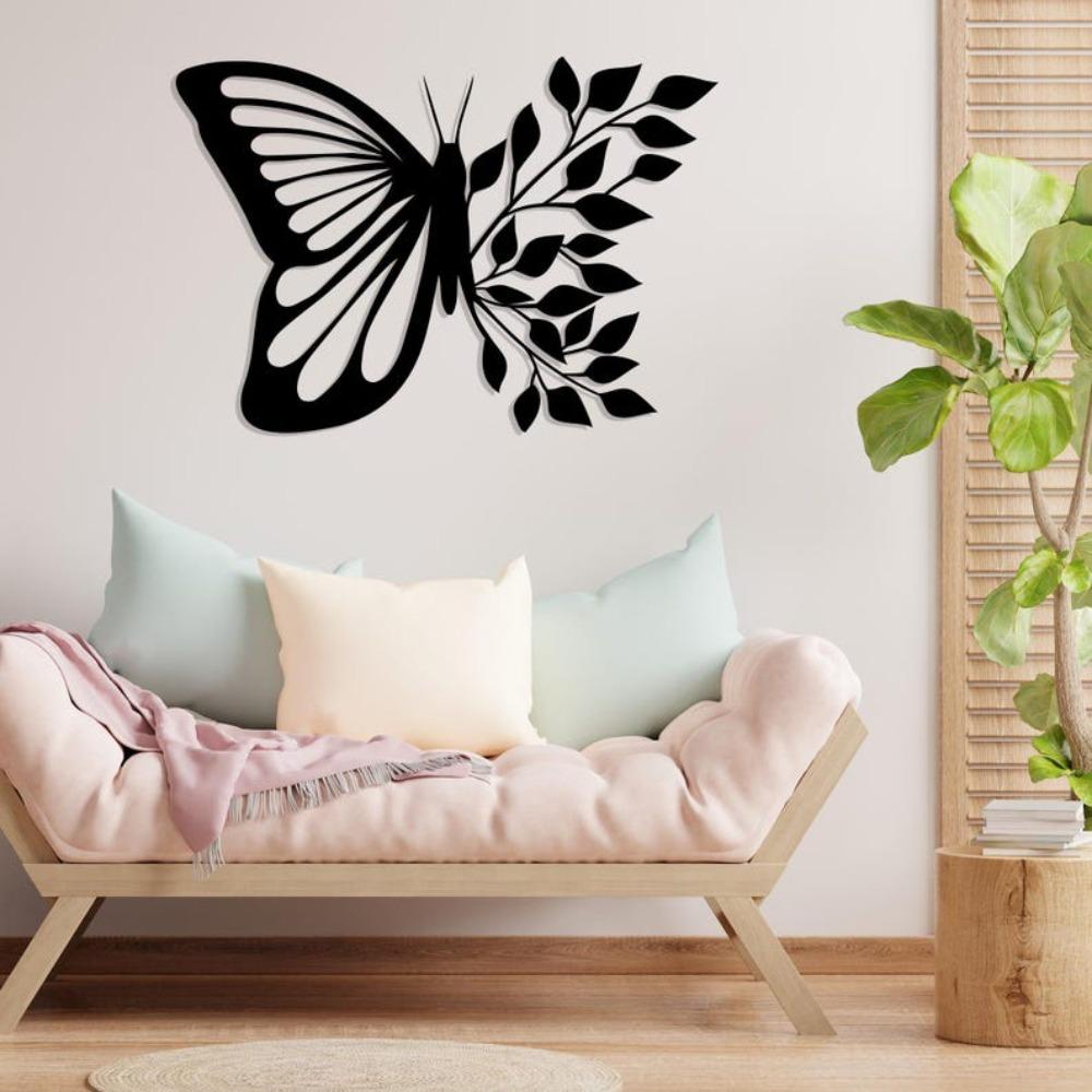 Wrought Iron Butterfly Leaves Wall Decor Nature Metal Art