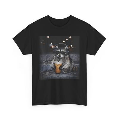 Waschbär Shirt, Waschbär trinkt Eiskaffee Lustiges Tier Meme Damen Herren T-Shirt