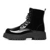 Men's High Top Work Boots Soft Leather Motorcycle Boots Chunky Sole Comfortable Anti-Slip Casual Shoes Autumn Winter  Black