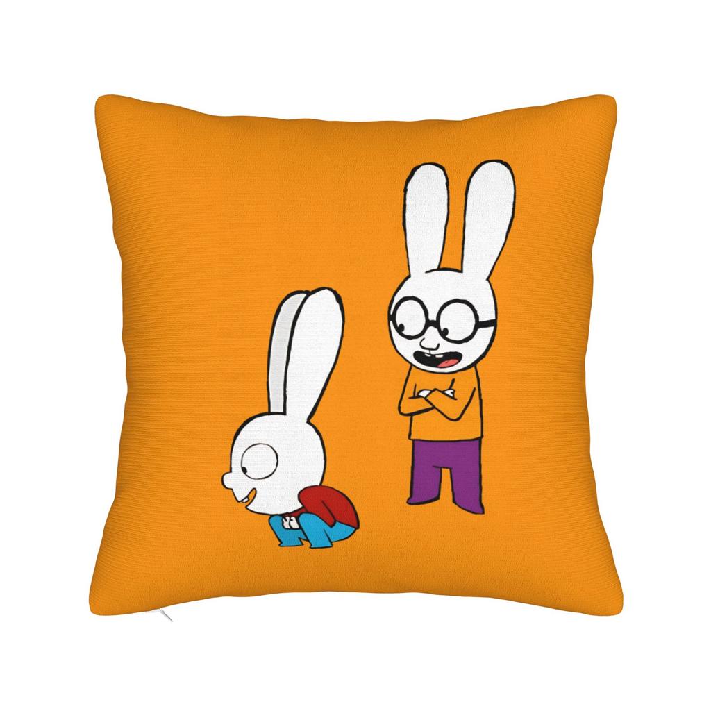 Simons Super Rabbit Bunny Cartoon Square Pillow Case Cushion Covers Vintage Zipper Decorative Pillowcase for Home xcm