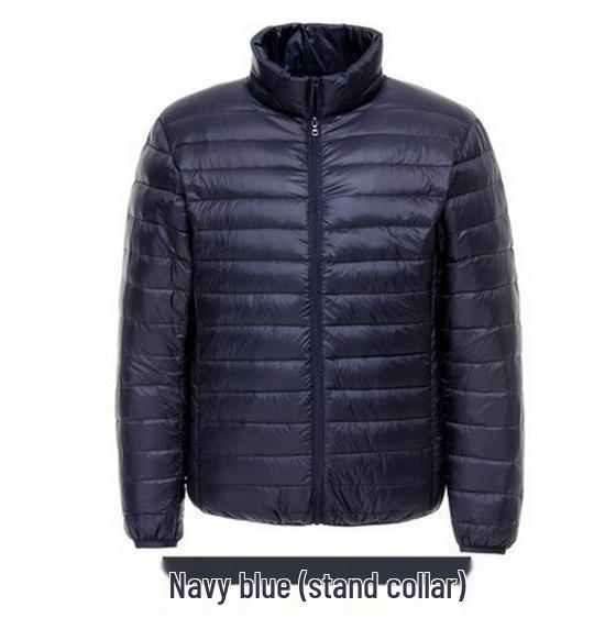 Men's Lightweight Down Jacket, Stand Collar, Slim Fit, Plus Size, Autumn/Winter Collection, Casual Short Coat