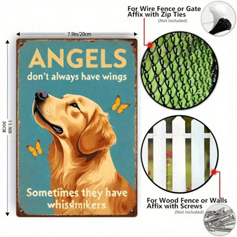 Tin Sign Vintage Angel Gold Wall Art