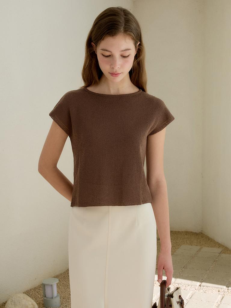 MOMET Bun Cap Sleeve Knit Brown