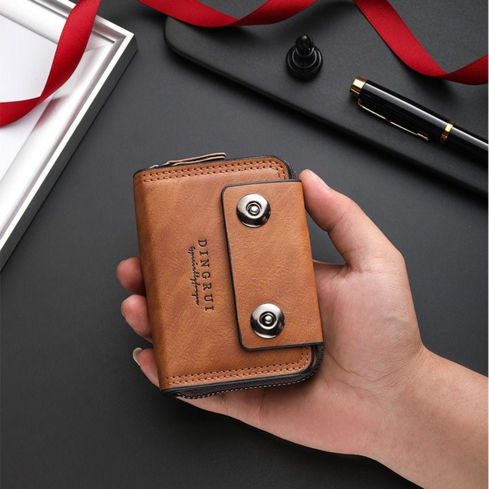 Multifunctional Three Fold Wallet Solid Color Business Clutch Bag Creative Men Card Holder  Men