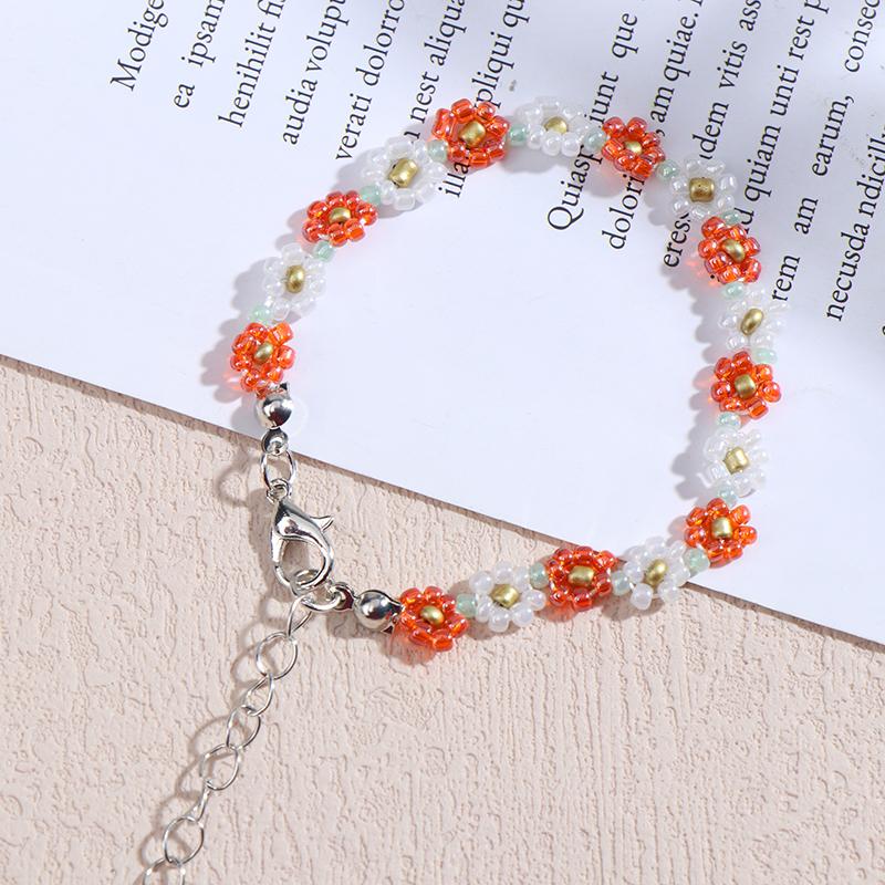 Fashion Women'S Crystal Flower Bead Bracelet Adjustable Charm Bracelet Friendship Jewelry Accessories