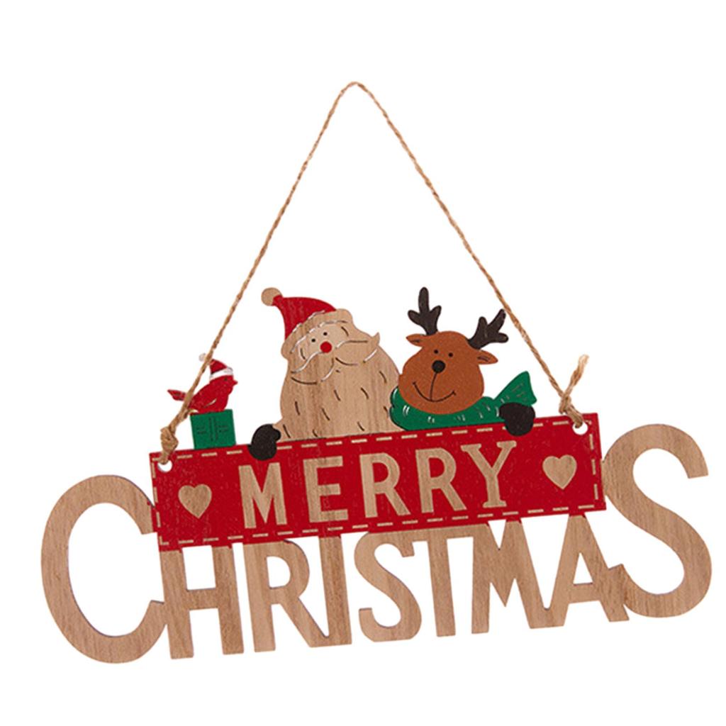 Merry Christmas Wooden Sign Wall Decor Christmas Ornament Christmas Hanging Plaque for Wall Home New Year Indoor Outdoor