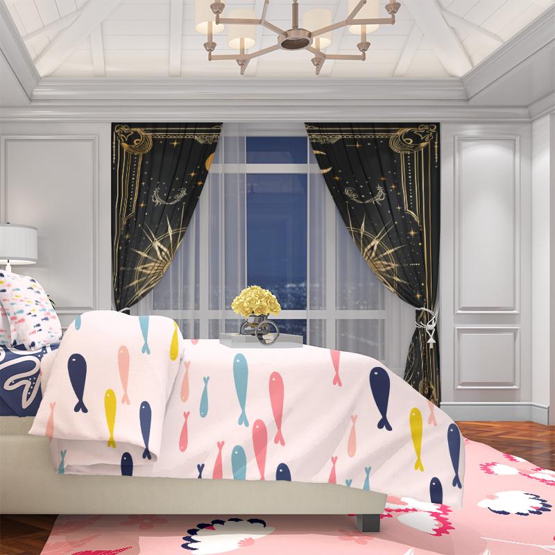 2Pcs- Tarot Card Decoration - Printed Curtain - Polyester Material - Suitable for Family Bedroom Curtain Living Room Decoration