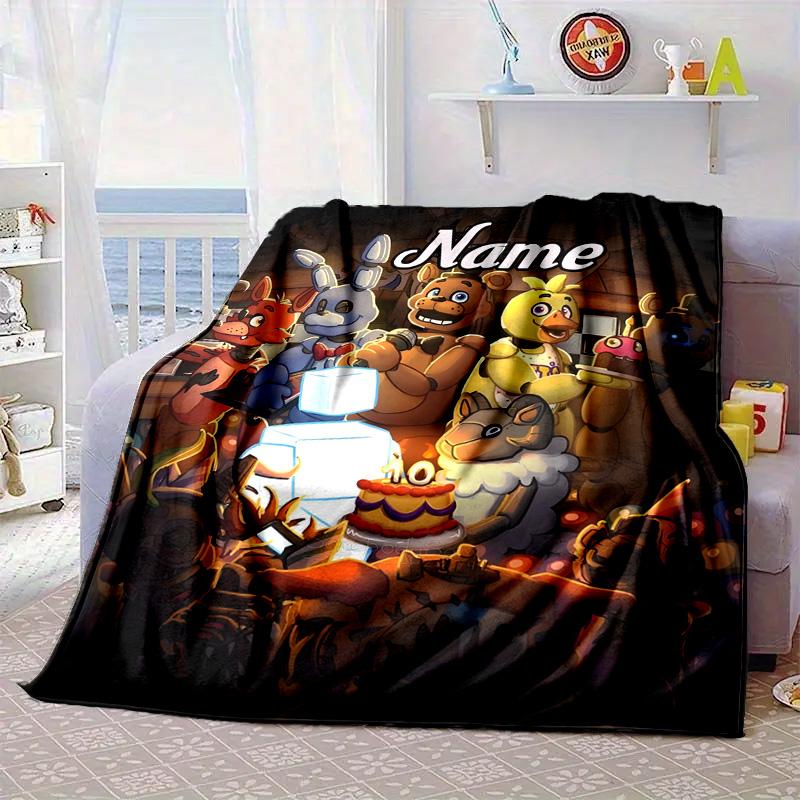 Custom Name Five Nights horror Theme Blanket bed sofa Blanket Flannel Blanket for Camping, Hiking, Picnic Essentials,gift for family and friends