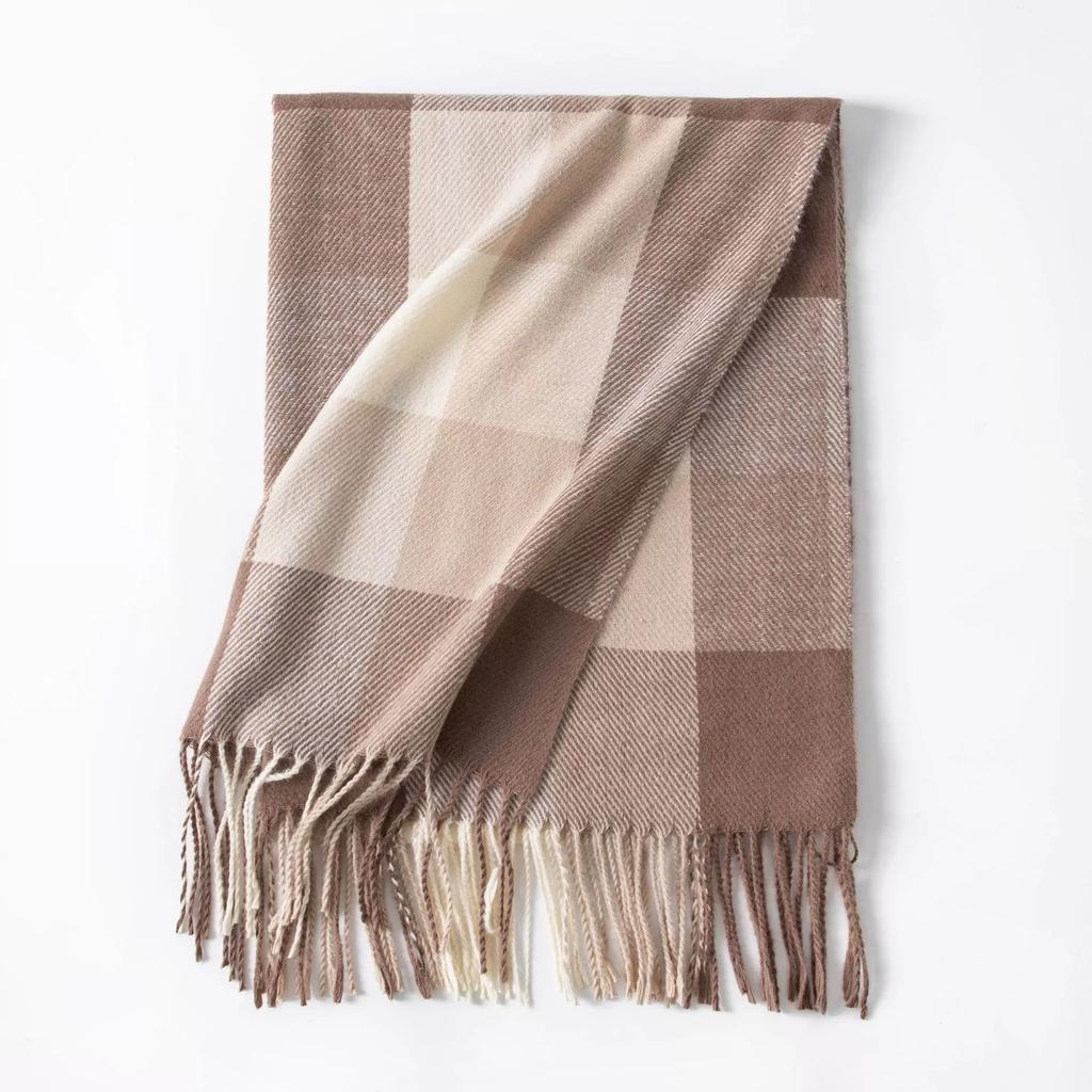 Warm Plaid Faux Cashmere Shawl Poncho Winter Luxury Print Blanket Pashmina Wraps Bufanda With Tassel Scarf Stoled Echarpe