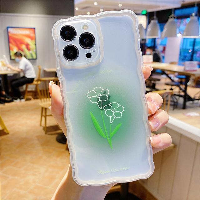 

Корейский чехол для телефона Ins Wave Frame сладкие цветы для Iphone 12 11 13 Pro Max Xs Max X Xr, прозрачные противоударные мягкие чехлы For iPhone 13Pro
