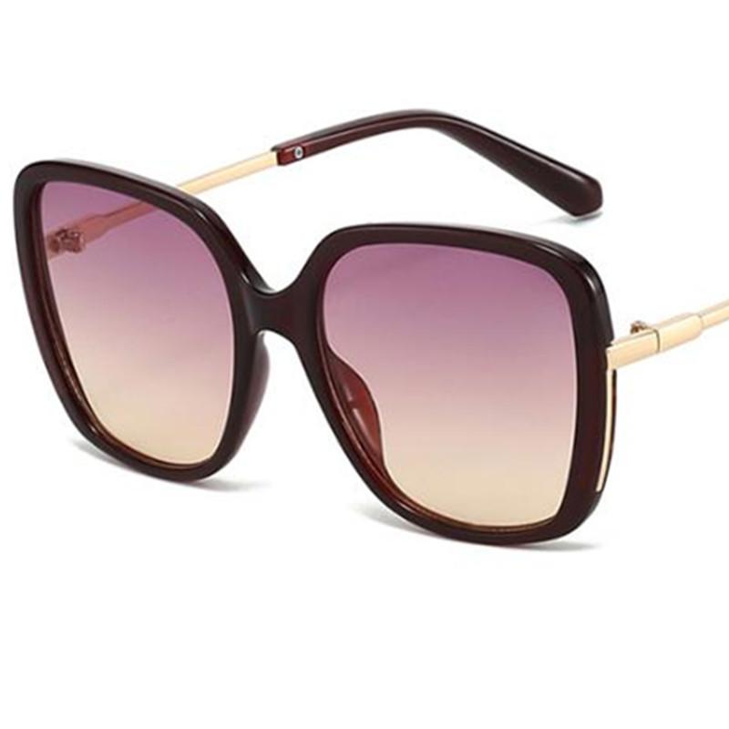

Fashion Sunglasses Women Sun Glasses Oversize Frame Anti-UV Spectacles Simplity Eyeglasses Cat Eye Ornamental as picture коричневый