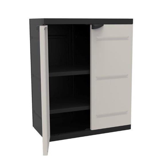 Titanium Plastiken Low Cabinet 2 Doors With Shelves L70 X P44 H88 Cm Beige And Black Range Indoor Outdoor At Affordable S Free Real Reviews Photos Joom Titanium Plastiken Low Cabinet 2 Doors, Outdoor Armoire Furniture