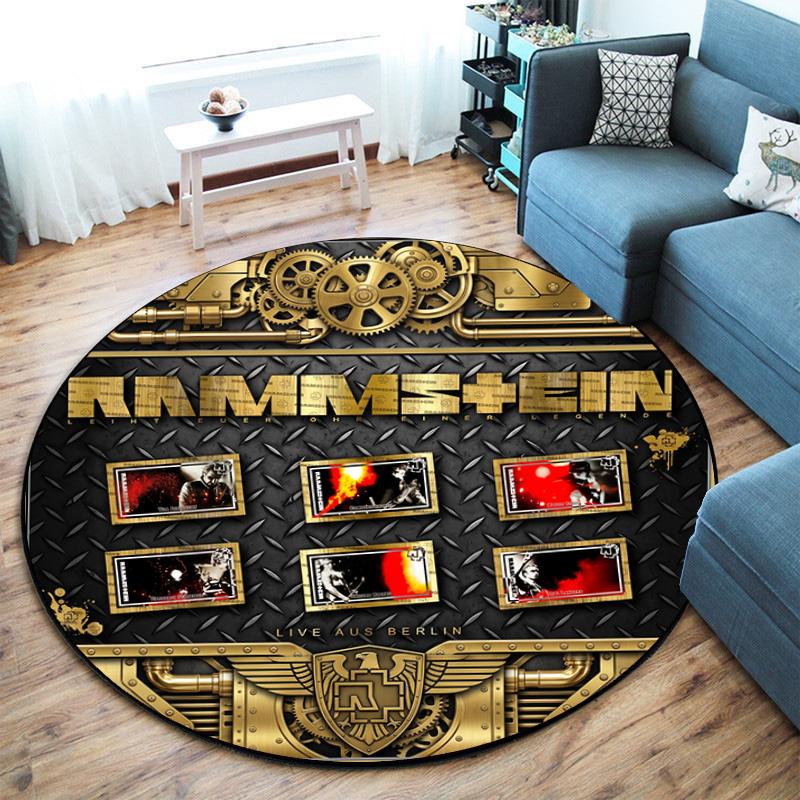 Famous German Rock Heavy Metal Band Rammstein Tile Lindemann Circular Carpet Decoration Anti Slip Home Table and Chair Mat Aisle Door Mat Carpet D15