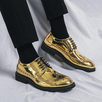 Neu In Gold Brogue Schuhe für Herren Hochzeit Schnürschuhe Frühling Herbst Größe 38-46 Handgefertigte Herrenschuhe Herren Anzugschuhe