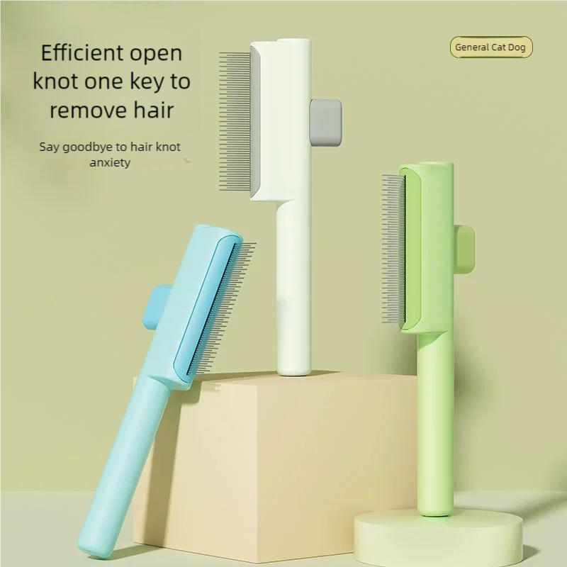 Szczotka dla kotów do krótkiej i długiej sierści, masująca, narzędzie do usuwania podszerstka z przyciskiem zwalniającym, grzebień do pielęgnacji zwierząt, rozczesujący, usuwający sierść