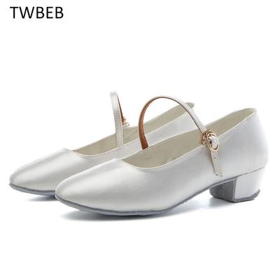 Ballroom Party Women's Modern Dance Shoes Satin Waltz Tango Dancing Closed Toe Salsa Shoes  Girls Ladies