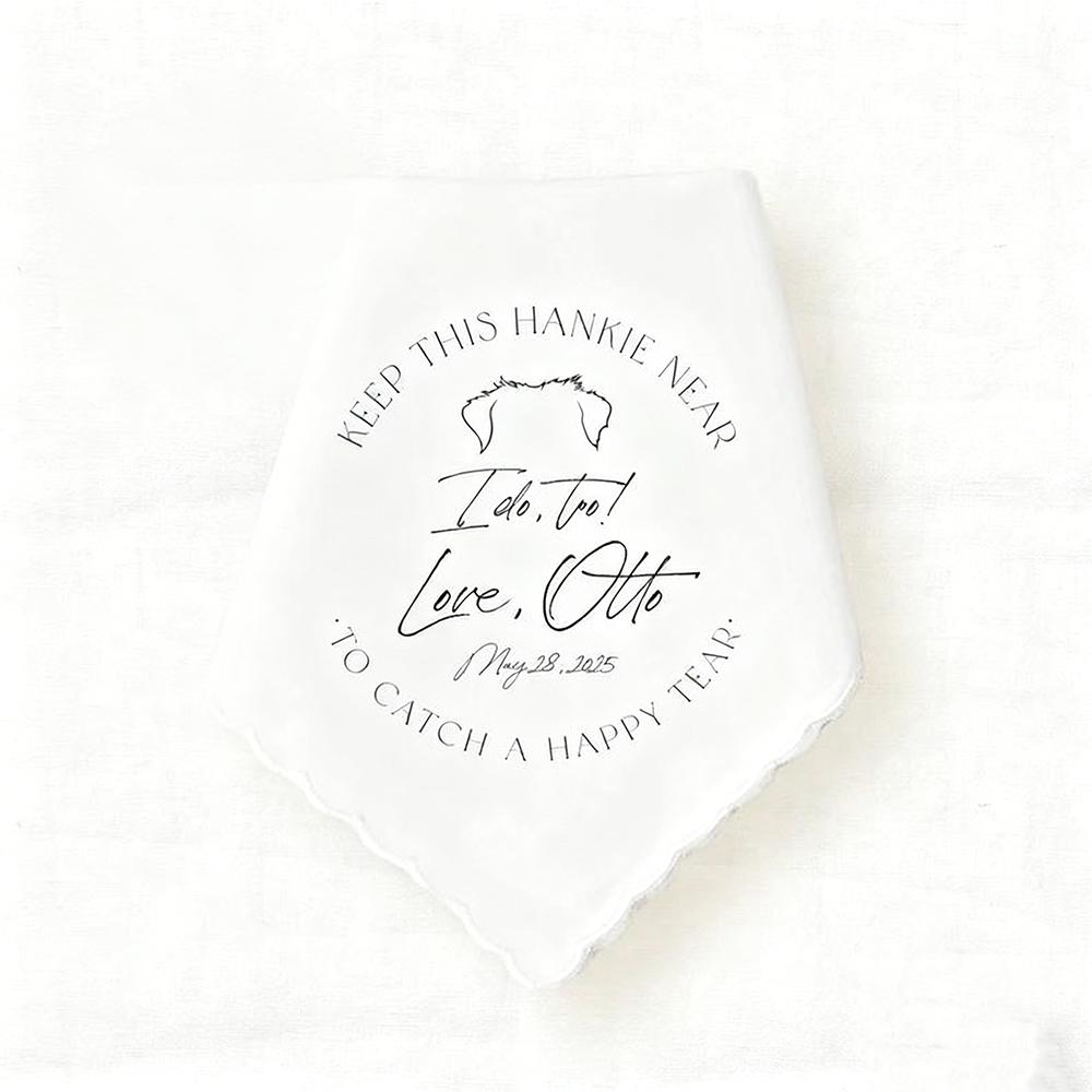 Personalized Dog Wedding Handkerchief Gift for The Bride or Groom Pet Keepsake Wedding Day Engagement Bachelorette Hen Do Party