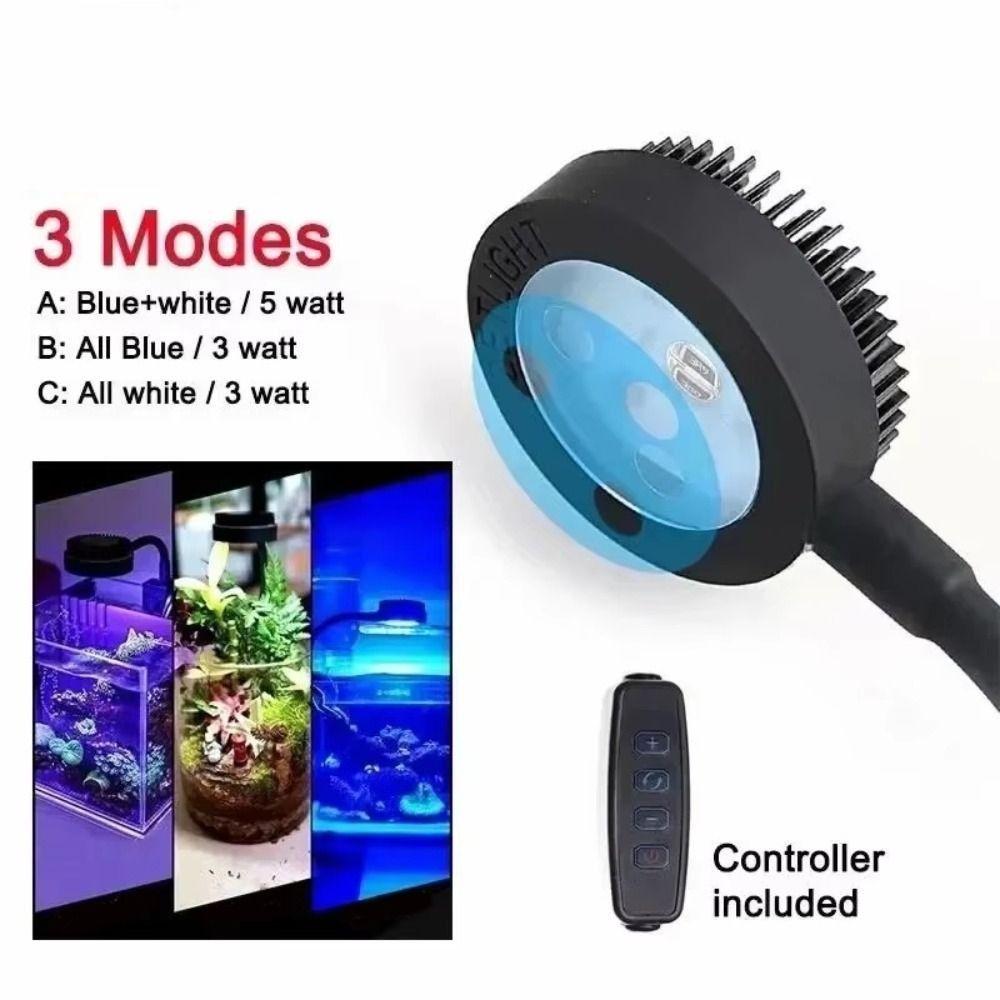 Verstellbare Zoom Mini Clip-on Aquariumlampe 3 Farbmodi Timer Dimmfunktion Aquarien-Clip-Lampe Wasserdicht Energieeinsparung