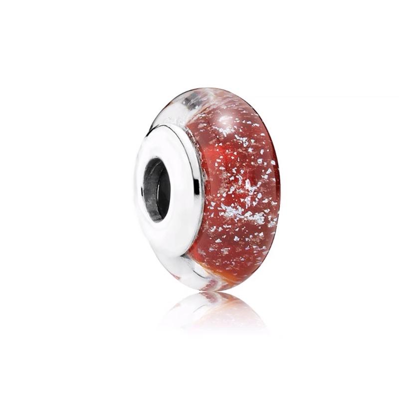 NEW Red Bead Maple Leaf Cosmetics Fish Heart Dangle Charm Fit Original 925 Sterling Copper Women Bracelet For DIY Zircon Gift