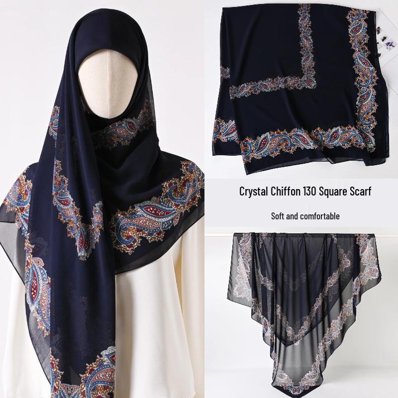 Damenmode 130x130 Seidenähnlicher Gaze Quadratischer Schal Stola - High-End, Leichtgewicht, Langer Schal