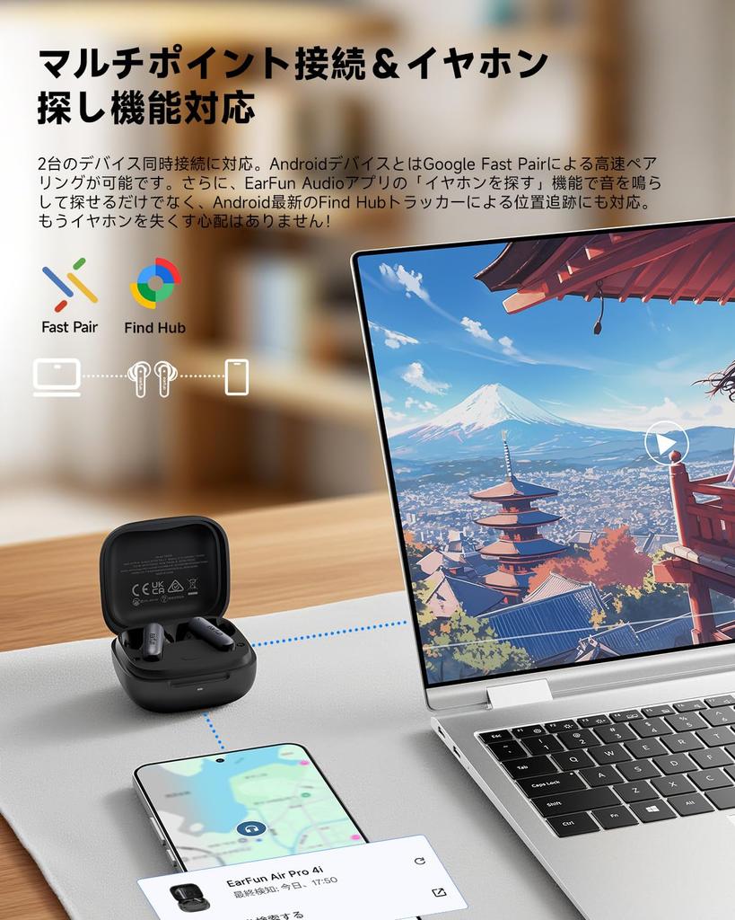 2025 SUMMER Gold Award EarFun Air Pro 4i Wireless Bluetooth 50dB Hybrid LDAC 3D 11mm Titanium Composite Diaphragm Up to 40 Hours of AI Wireless IP55