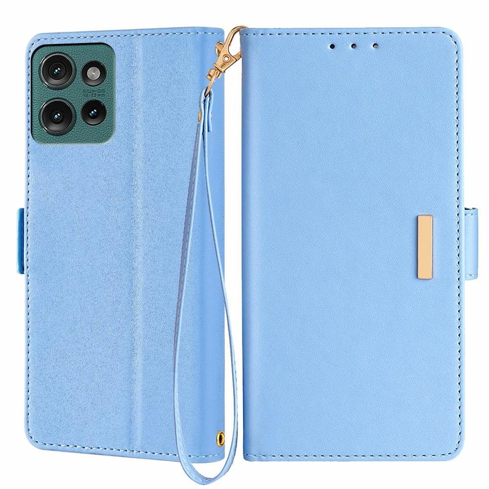 For Motorola Edge 50 Neo 5G/Moto S50 5G/Thinkphone 25 5G Leather Wallet Case RFID Blocking Stand Cover with Hand Strap