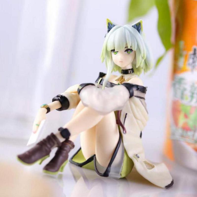 Arknights 9cm Sitting Kaltsit Figure Cat Ear Anime Girl Kawaii Model Dolls