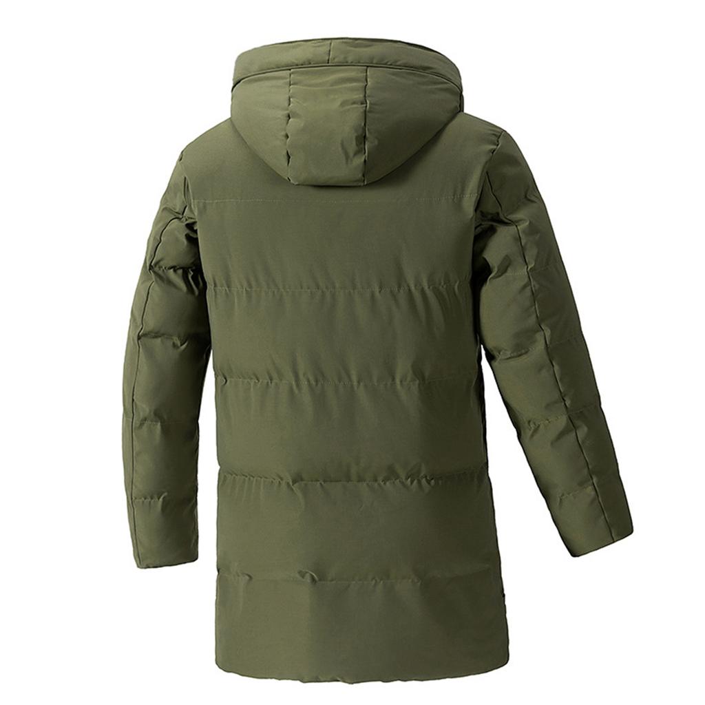 Men's Long Cotton Padded Coat Casual Fashionable  Solid Color Loose  Warm And Thick Cotton Padded Coat