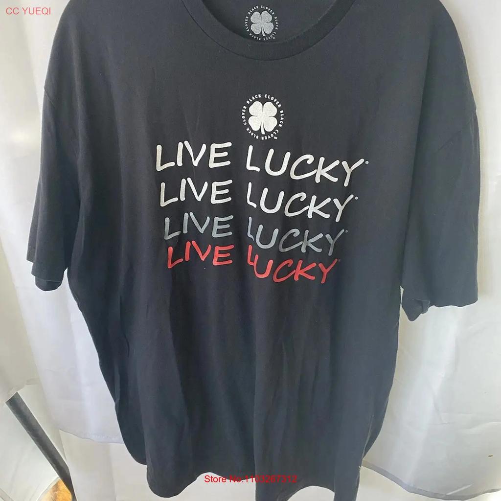 Black Clover Unisexs T Shirt Sz Xxl Live Lucky Vintage Stylish Homme Slightly Comfortable Top For Everyday Wear Breathable