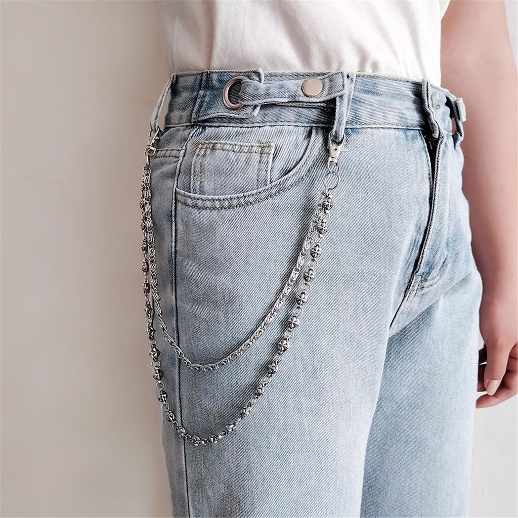 Edgy Punk Streetwear Hip Hop Jeans Chain Unisex Double Layer Waist Accessory Handmade Body Jewelry for Women Men