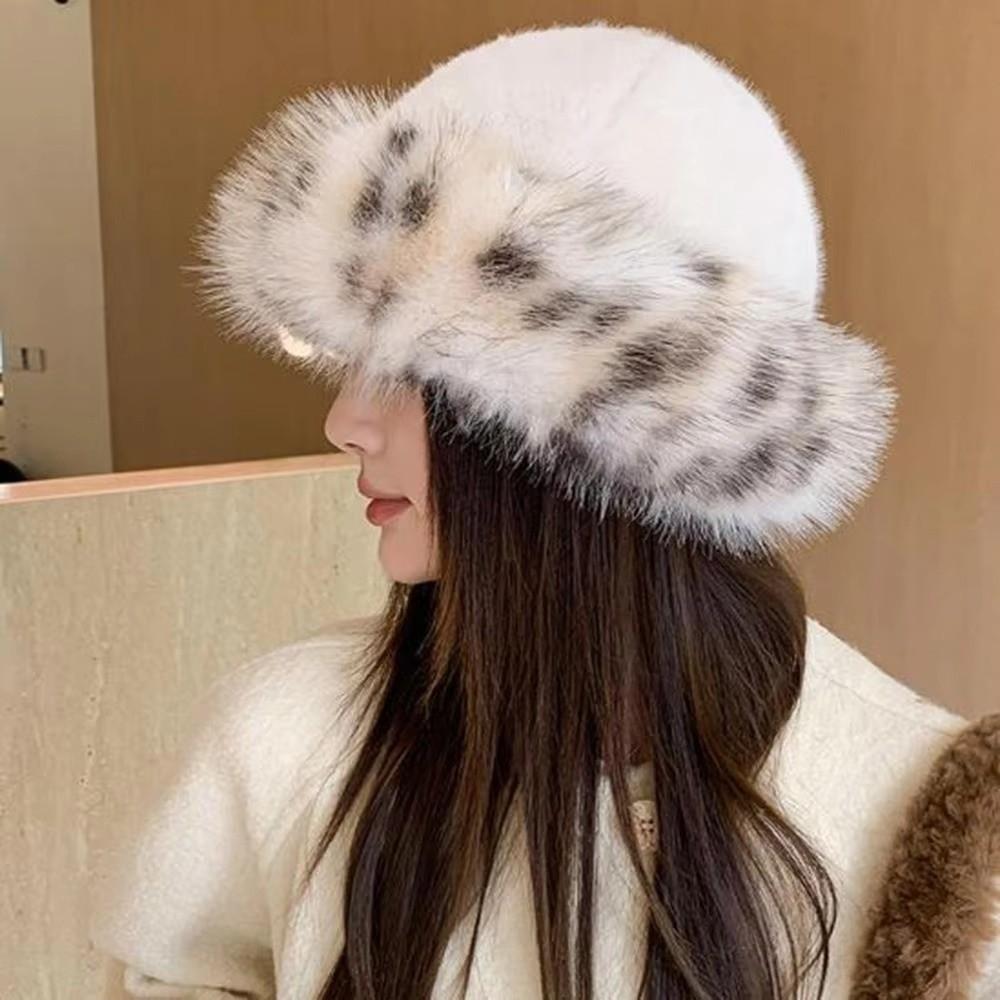 Windproof Plush Fisherman Hat Keep Warm Ear Protection Cap Fashion Faux Fur Bucket Hat  Winter