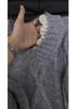 Women's High-End Red V-Neck Two-Piece Look Sweater, Korean Lazy Style, Autumn Winter Ripped Design Top