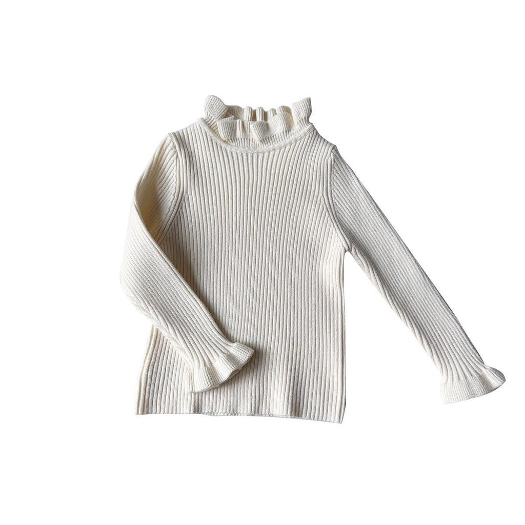 Girls' Lace Collar Knitted Sweater - Winter Long Sleeve Top