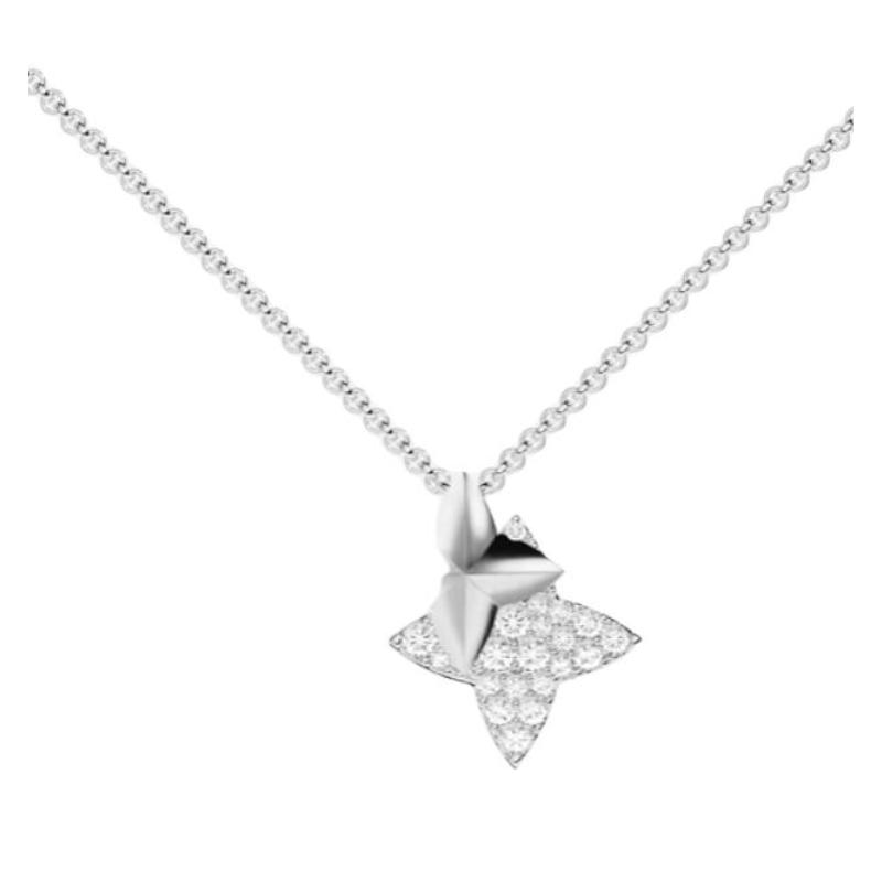 APM Monaco Unique star-shaped interlaced design 925 silver necklace women's silver white AC7687OX