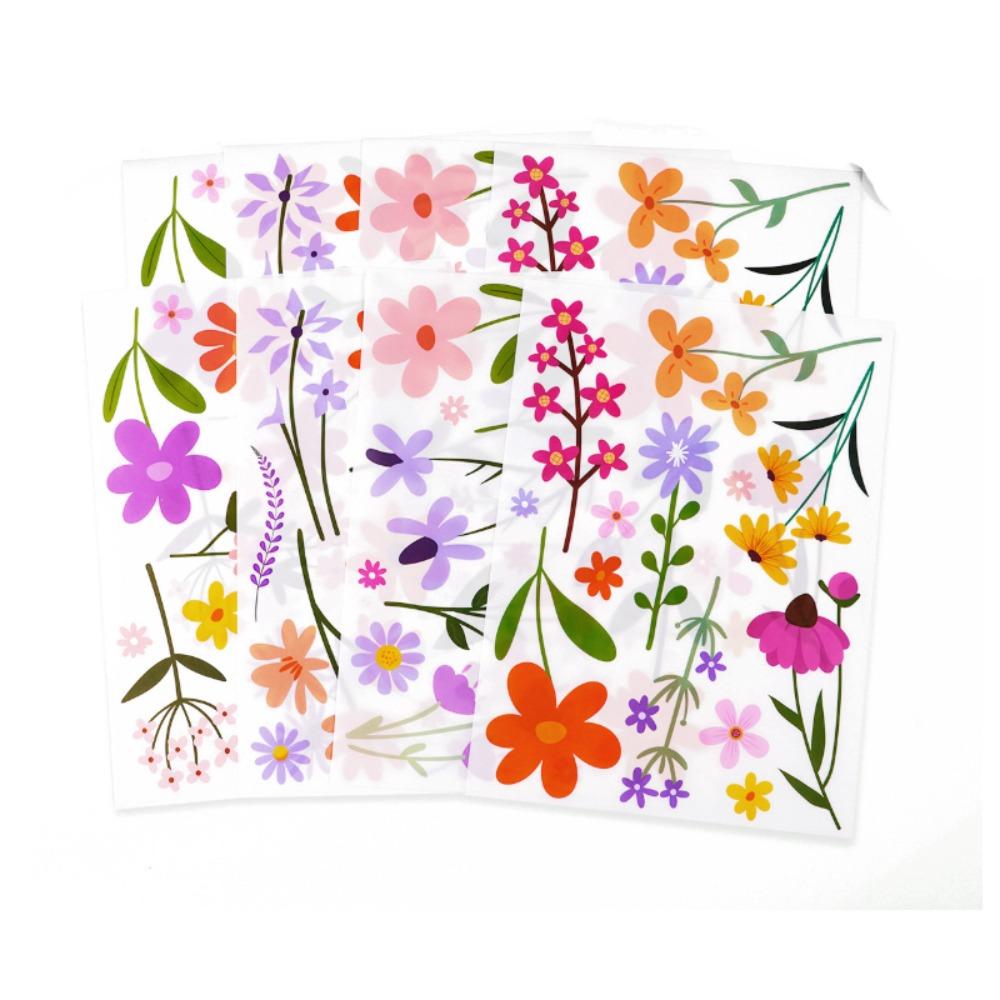 

8Sheets/102PCS/Set PVC Spring Flowers Window Stickers Waterproof Glass Stickers Home Decoration 8Sheets
