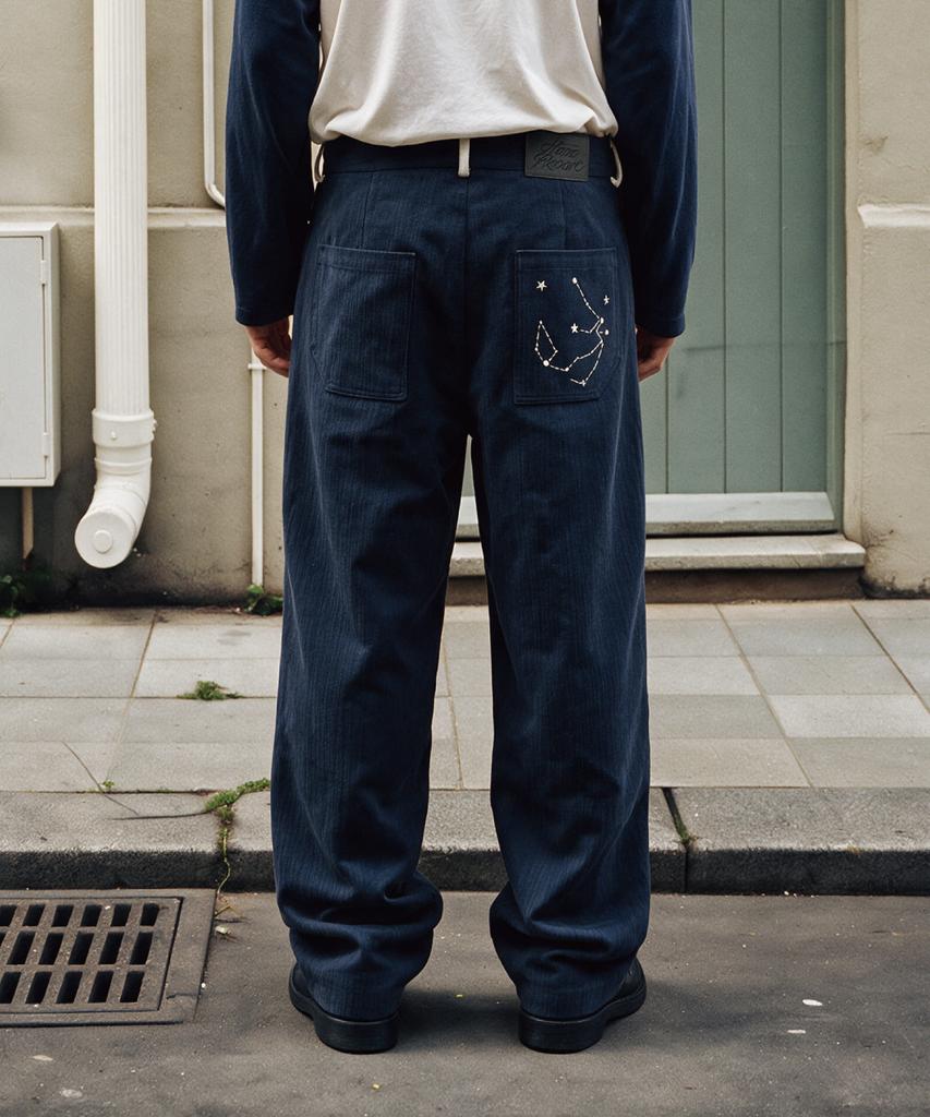 HONO REPORT Constellation Wide Cotton Pants_Navy