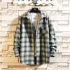 Men's Casual and Versatile Checked Long-sleeved Shirt Men's Japanese Loose Pocket Shirt Jacket