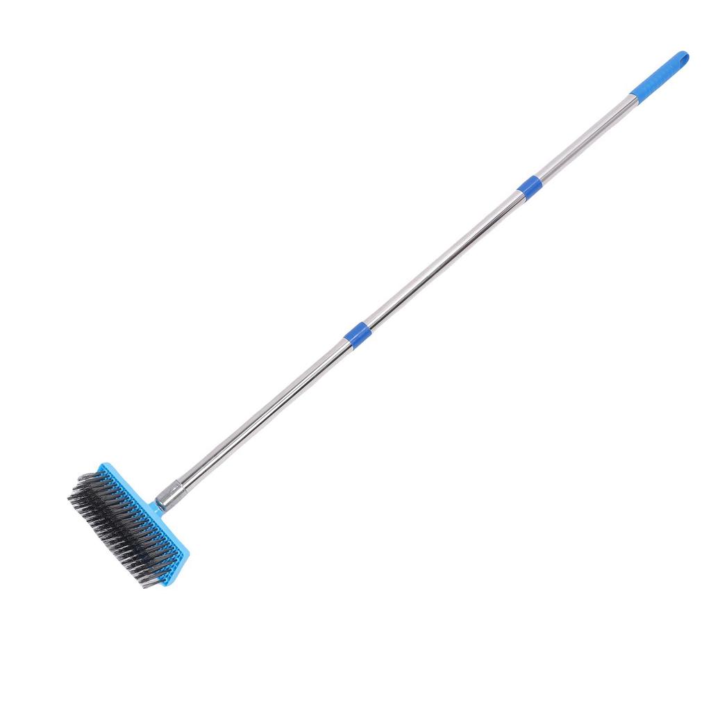 30cm Hvy Duty Steel Wire Broom Stainless Steel Telescopic Handle Outdoor Floor Scrub Brush