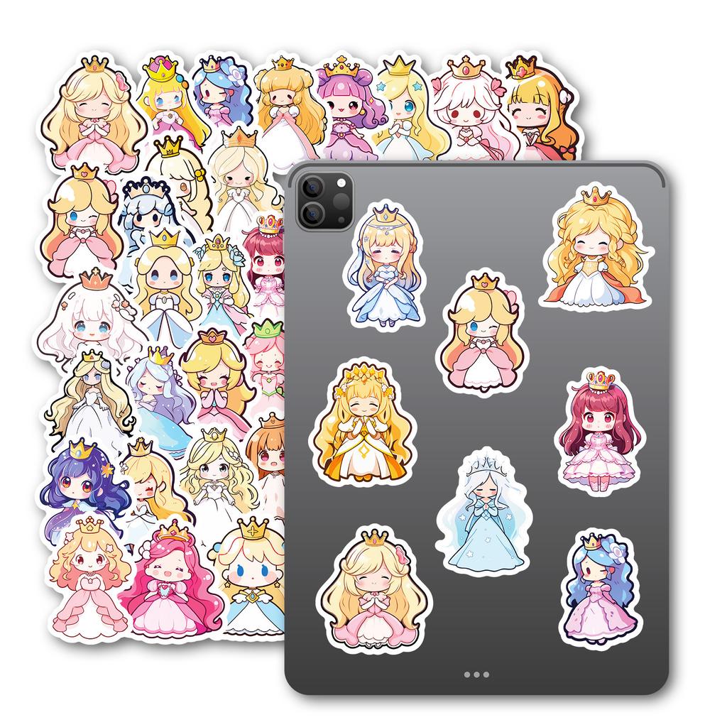 50 Cartoon Skirt Princess Children's Reward Crown Little Girl Doodle Stickers DIY