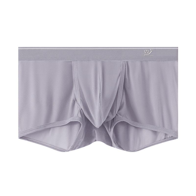 Ice Silk Boxers Men Open Fly Pouch Panties Bullet Separation Scrotum Physiological Underpant Breathable Short Rolpeplay Lingerie