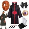 Ah Fei cos take Naruto Xiao organization cloud robe cosplay set red cloud cloak with earth mask ring jade