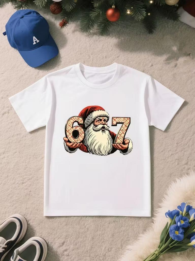 Boys 7th Birthday TShirt Number 67 Lightning Design Crew Neck Short Sleeve Party Outfit Suitable for 7YearOlds