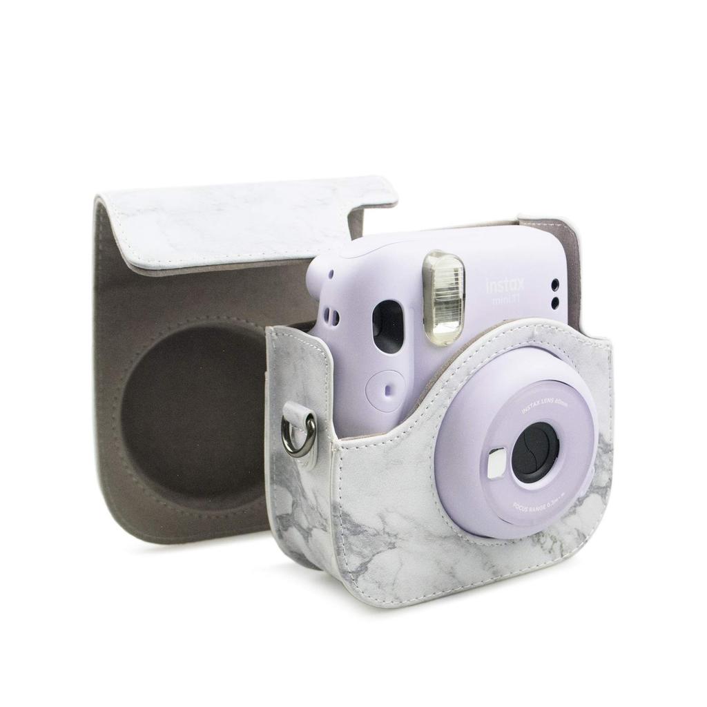 Kinokoo instax Fujifilm instax mini11 husă instax mini11 husă cameră instax husă protectoare cu curea de umăr husă din piele PU, (marmură gri)