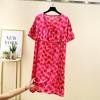 2025 Summer Floral Cotton and Silk Midi Dress - Short Sleeve, Loose Fit Nightgown