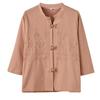 Johnature Bluze de primăvară în stil chinezesc pentru femei, cu broderie florală, cămăși vintage, cu nouă mâneci, culoare uni, cu butoni