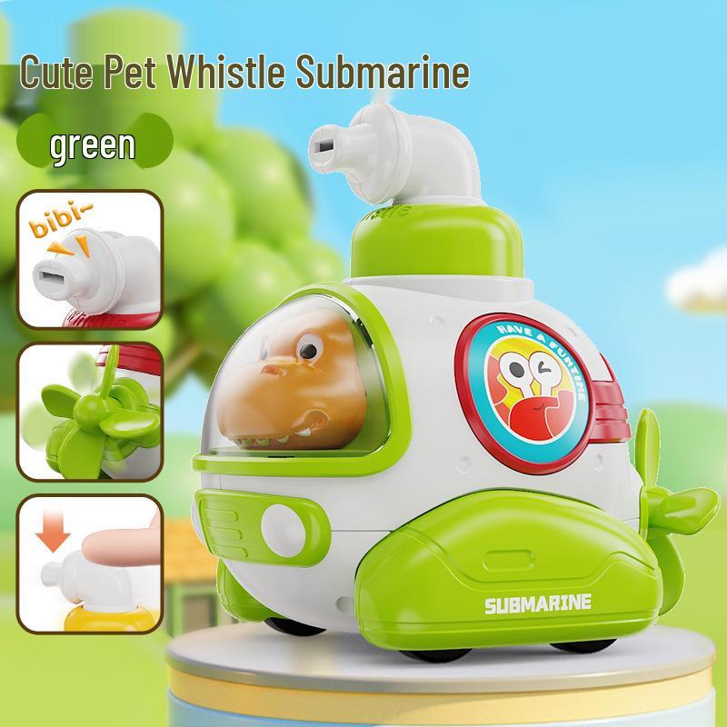 Children's Cartoon Submarine Press-and-Go Car with Whistle - Boys' Toy and Kindergarten Gift