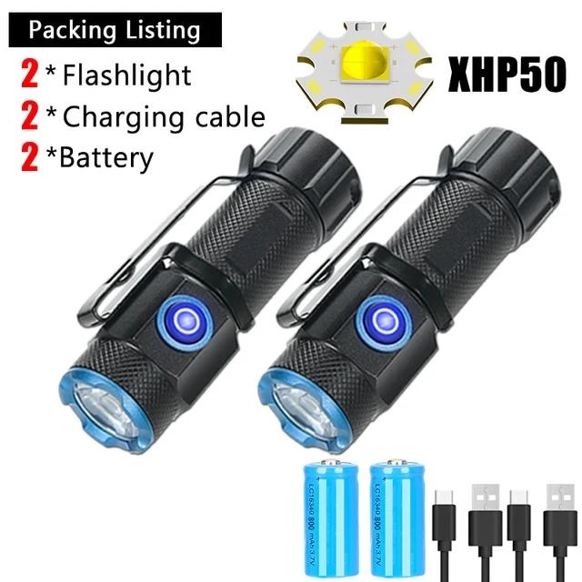 Ultra Strong LED Flashlight USB Rechargeable Tail Magnet Repair Work Light Waterproof Outdoor Camping Fishing Lighting Lantern