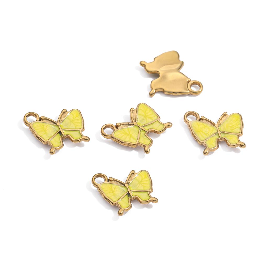 5Piece/Pack  13.5*14mm 304 Stainless Steel Butterfly Shape Charms Pendants for DIY Bracelet Necklace Jewelry Making Accessories