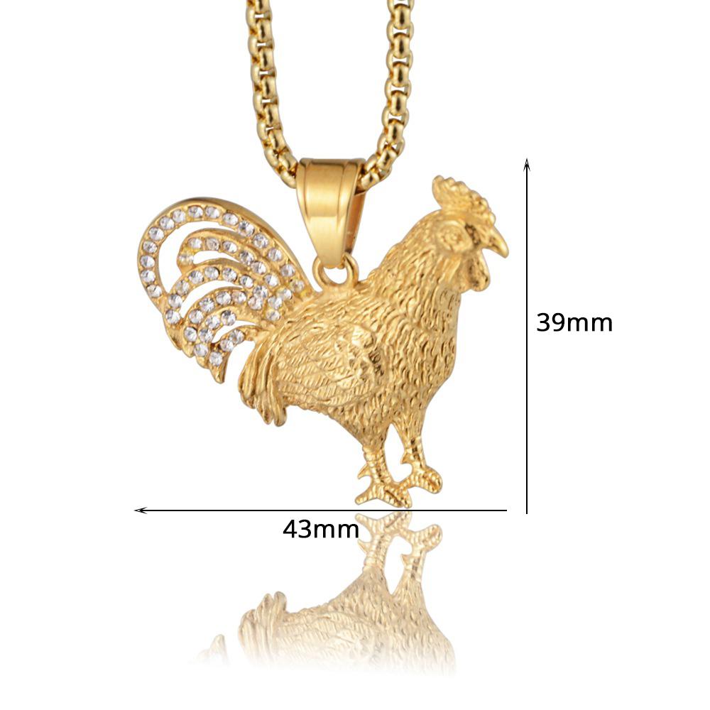 Панк Подвеска Петух Галльский Золотого Цвета из Нержавеющей Стали Животное Ожерелье Колье Для Мужчин/Женщин Французское Украшение 50cm