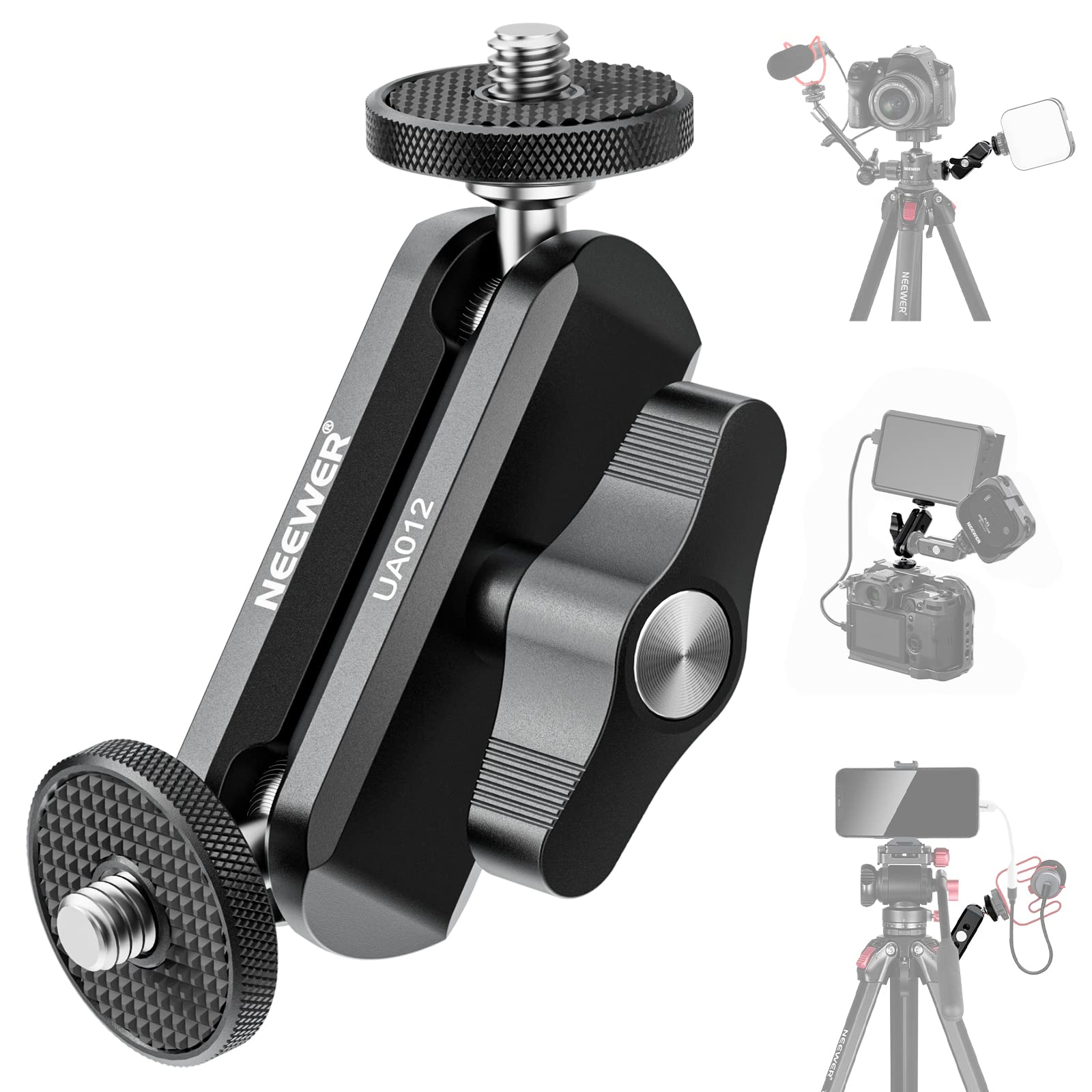 

NEEWER Flexible Articulating Magic Arm CNC Aluminum Alloy Dual Ball Heads 1/4 Screw Thread Hole Compatible with Camera Monitors LED Lights